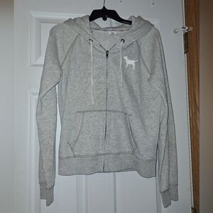 Victoria's Secret Pink Gray Zip-Up Hooded Jacket
